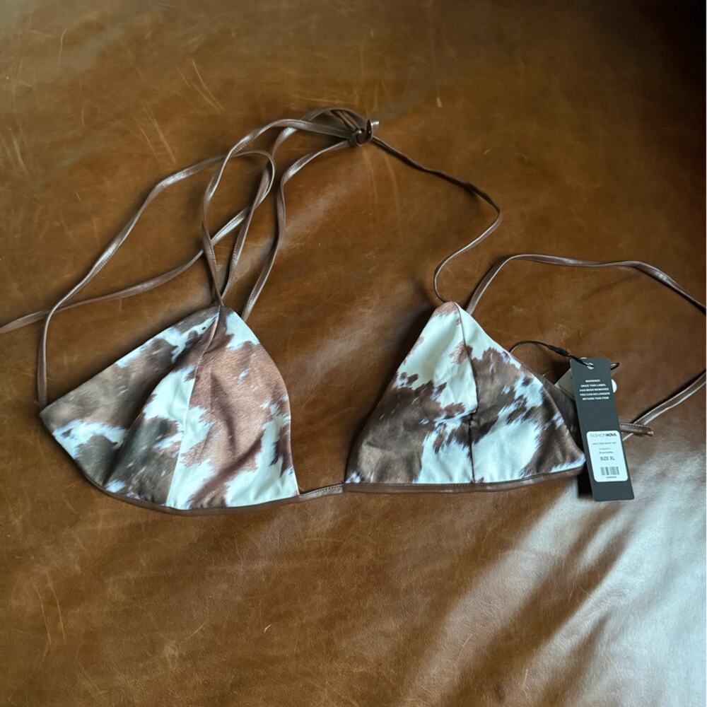 Fashion Nova Brown cow hide print bra